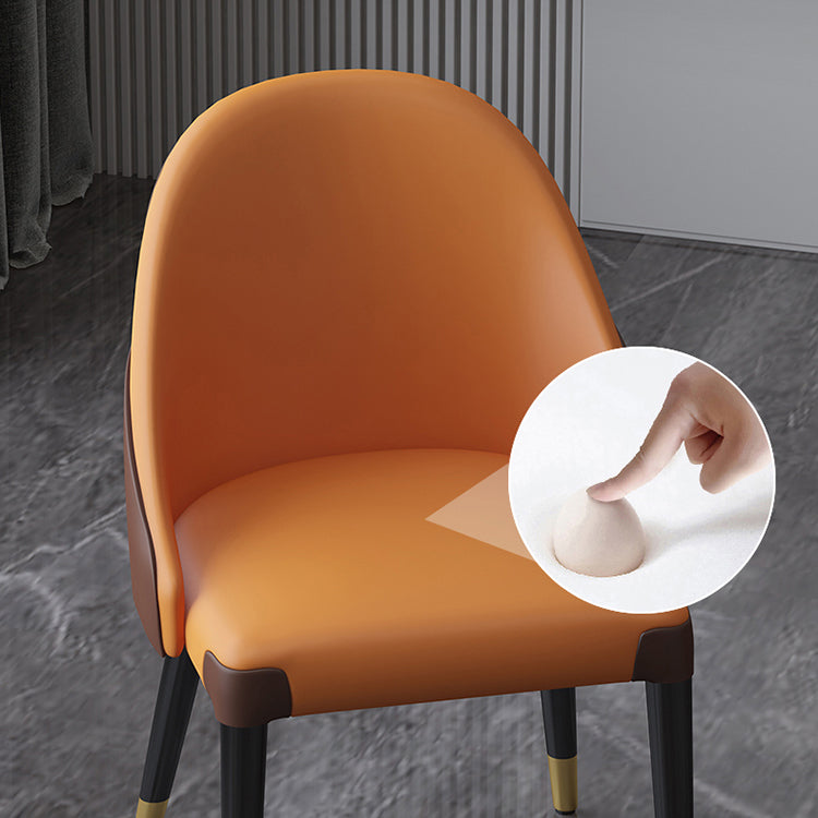 Sillas laterales de comedor con respaldo sólido sin brazos de diseño contemporáneo Sillas de comedor de cuero