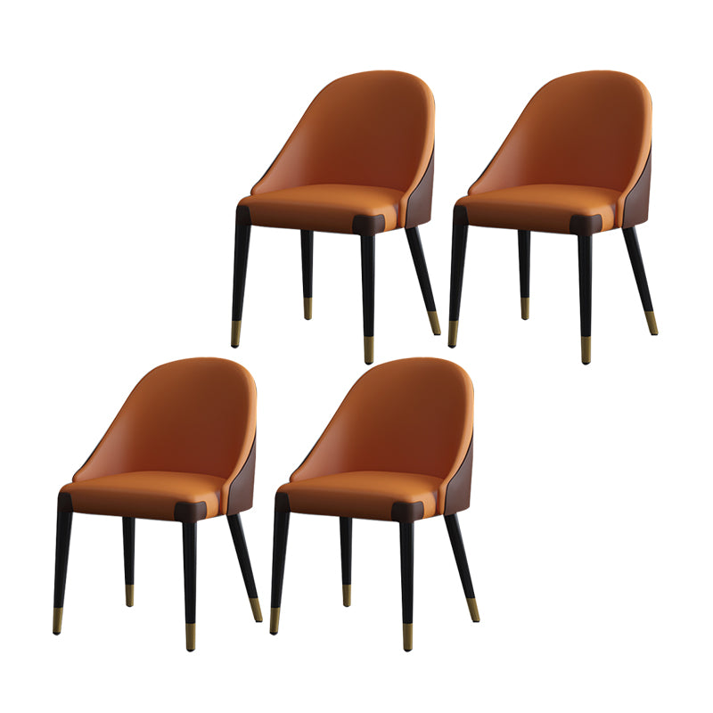 Sillas laterales de comedor con respaldo sólido sin brazos de diseño contemporáneo Sillas de comedor de cuero