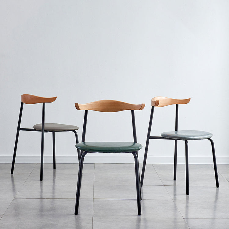 Sillas laterales de comedor con respaldo abierto de diseño contemporáneo, sillas de comedor de cuero para el hogar