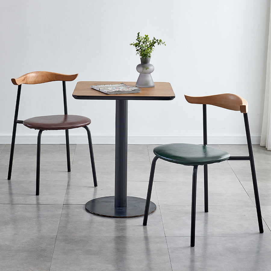 Sillas laterales de comedor con respaldo abierto de diseño contemporáneo, sillas de comedor de cuero para el hogar