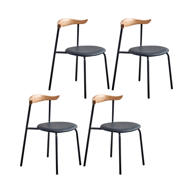 Sillas laterales de comedor con respaldo abierto de diseño contemporáneo, sillas de comedor de cuero para el hogar