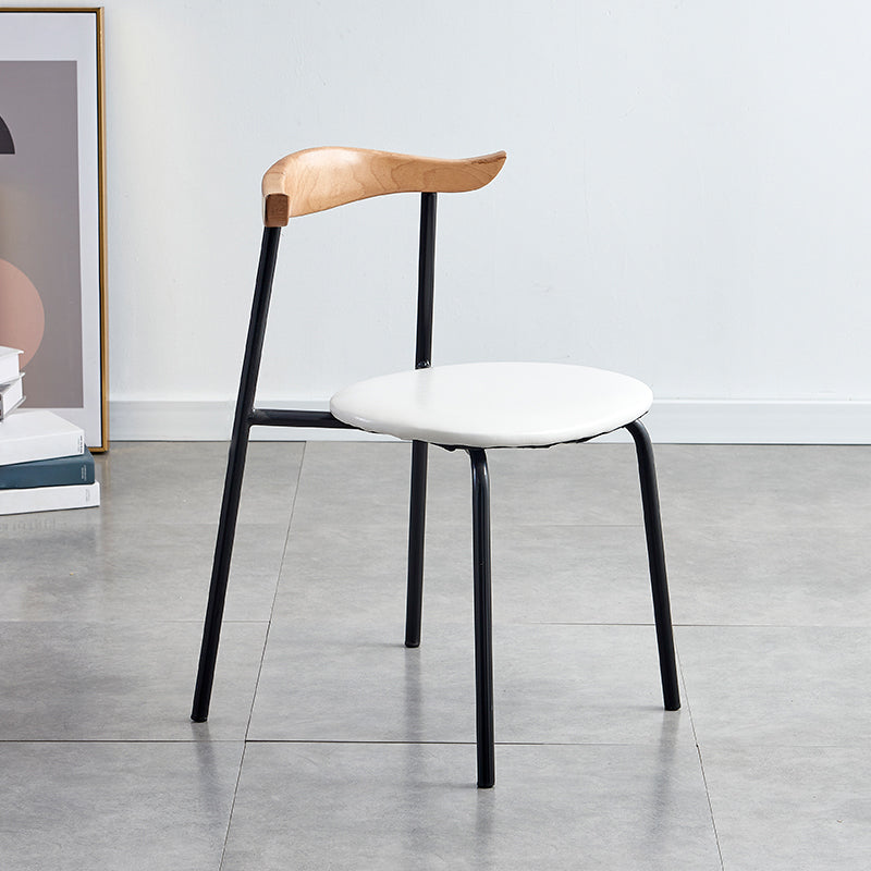 Sillas laterales de comedor con respaldo abierto de diseño contemporáneo, sillas de comedor de cuero para el hogar