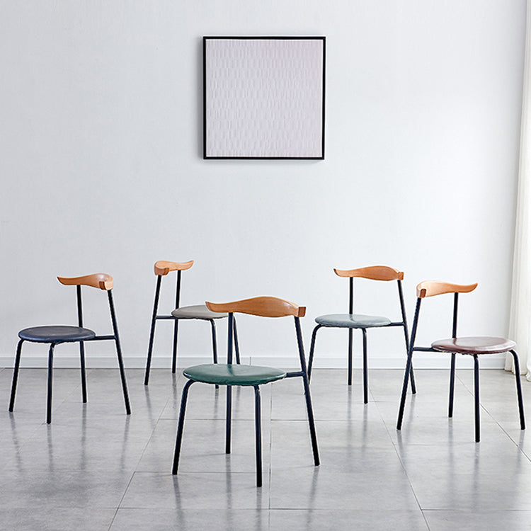 Sillas laterales de comedor con respaldo abierto de diseño contemporáneo, sillas de comedor de cuero para el hogar