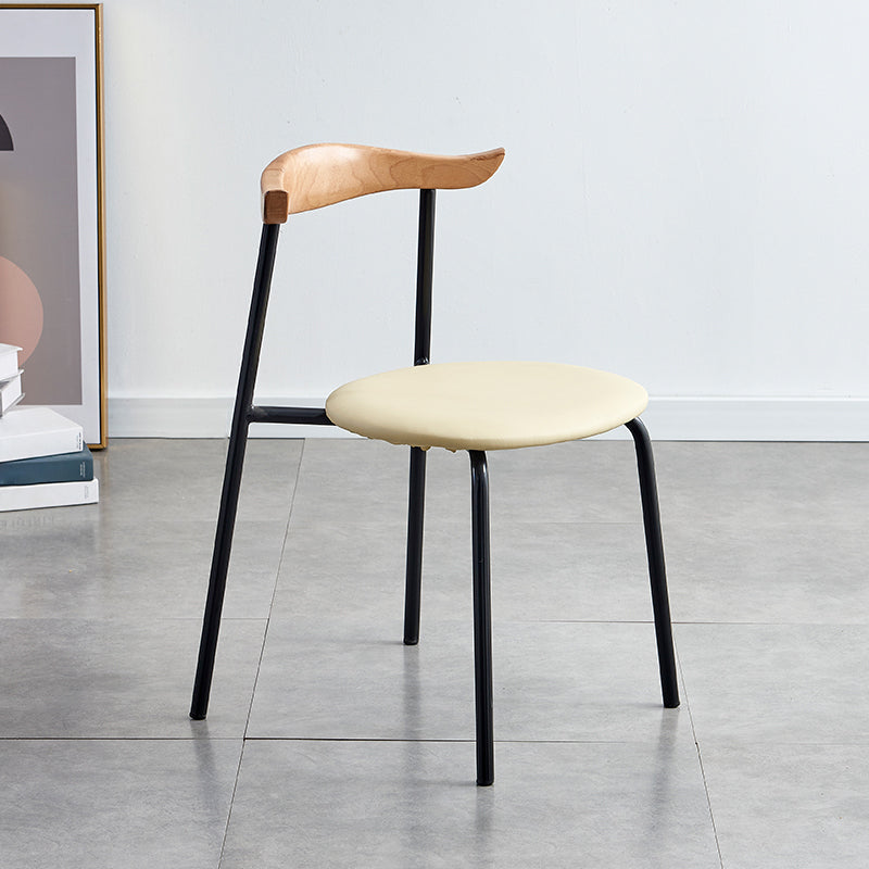 Sillas laterales de comedor con respaldo abierto de diseño contemporáneo, sillas de comedor de cuero para el hogar