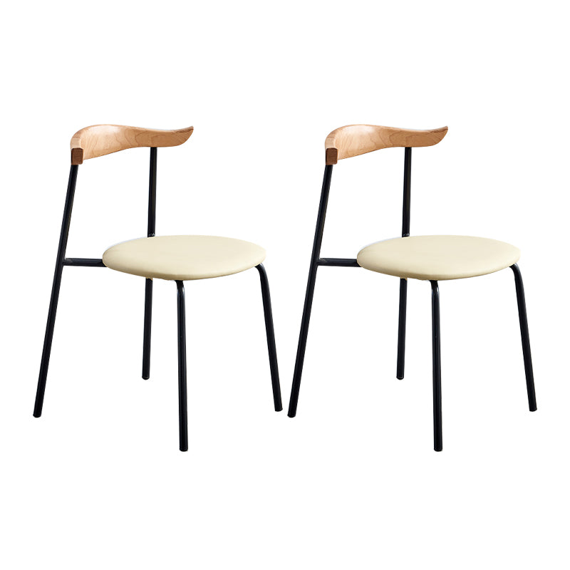 Sillas laterales de comedor con respaldo abierto de diseño contemporáneo, sillas de comedor de cuero para el hogar