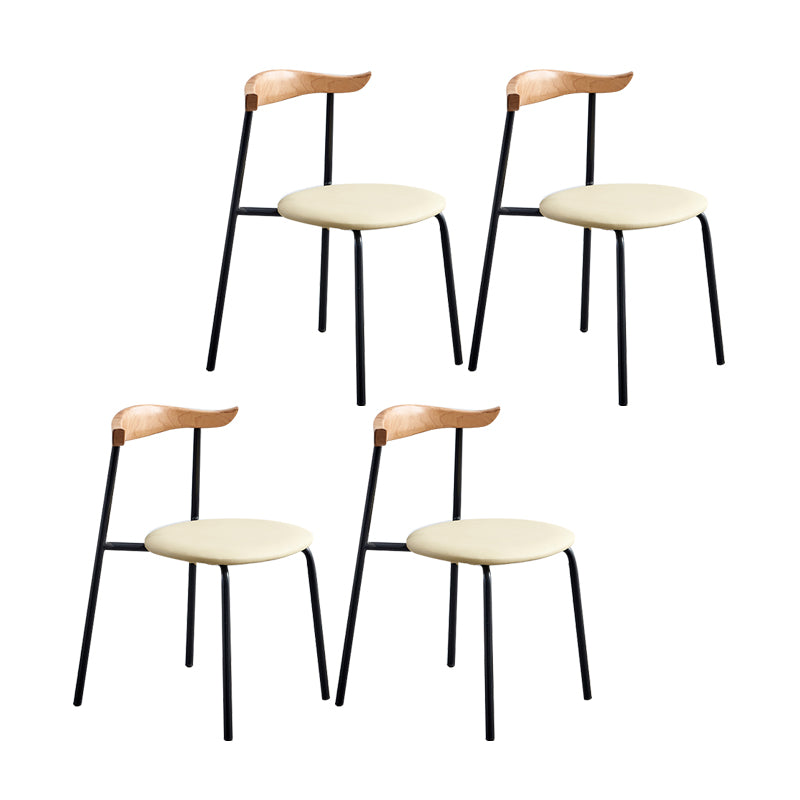 Sillas laterales de comedor con respaldo abierto de diseño contemporáneo, sillas de comedor de cuero para el hogar