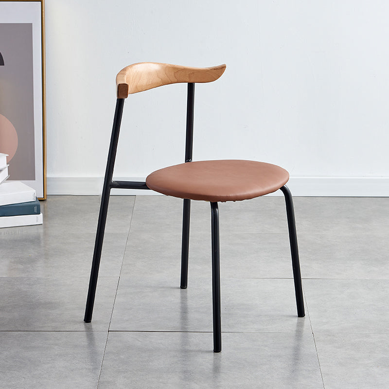 Sillas laterales de comedor con respaldo abierto de diseño contemporáneo, sillas de comedor de cuero para el hogar