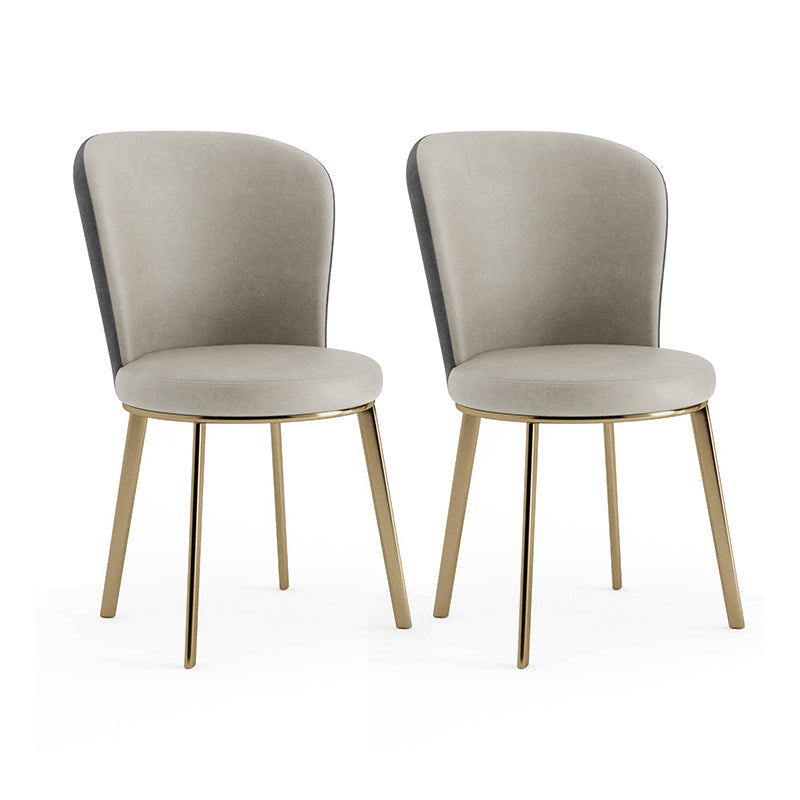 Silla de comedor de cuero Glam, sillas de comedor de metal sin brazos para uso doméstico
