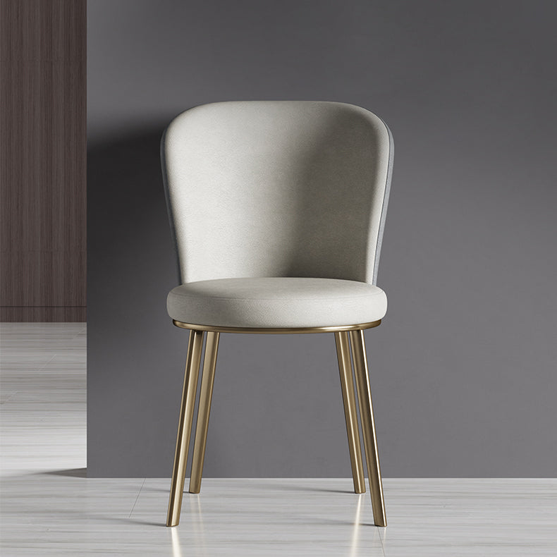Silla de comedor de cuero Glam, sillas de comedor de metal sin brazos para uso doméstico