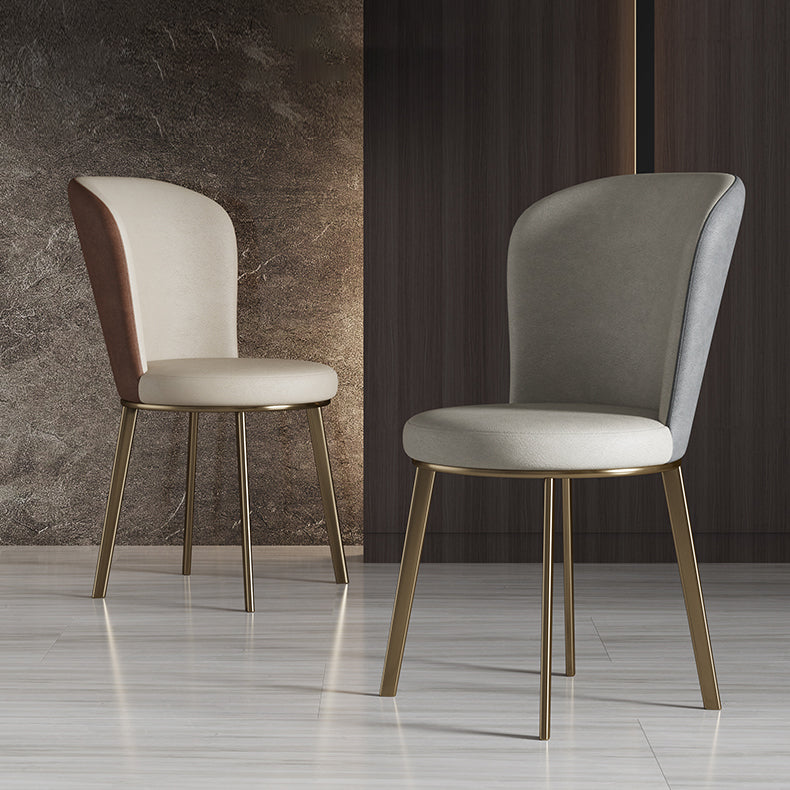 Silla de comedor de cuero Glam, sillas de comedor de metal sin brazos para uso doméstico