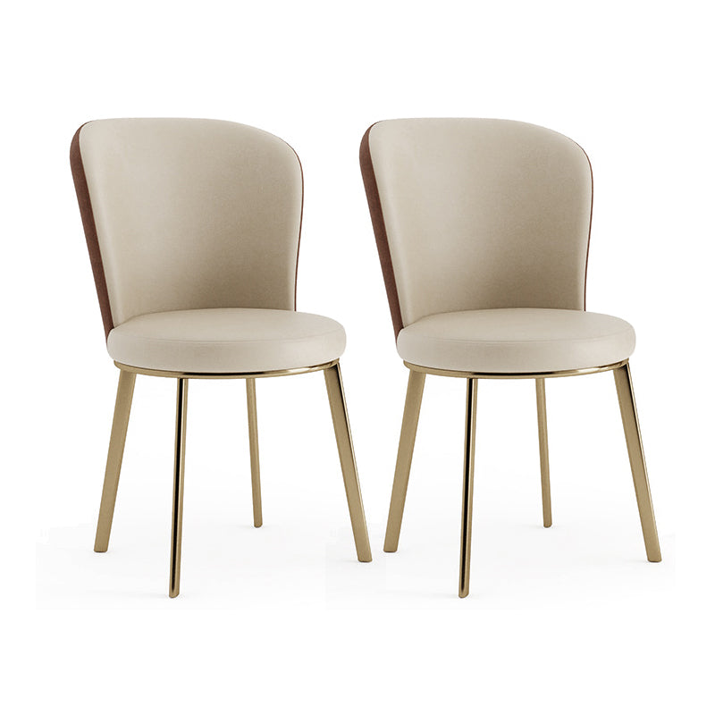 Silla de comedor de cuero Glam, sillas de comedor de metal sin brazos para uso doméstico