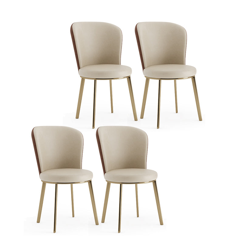 Silla de comedor de cuero Glam, sillas de comedor de metal sin brazos para uso doméstico