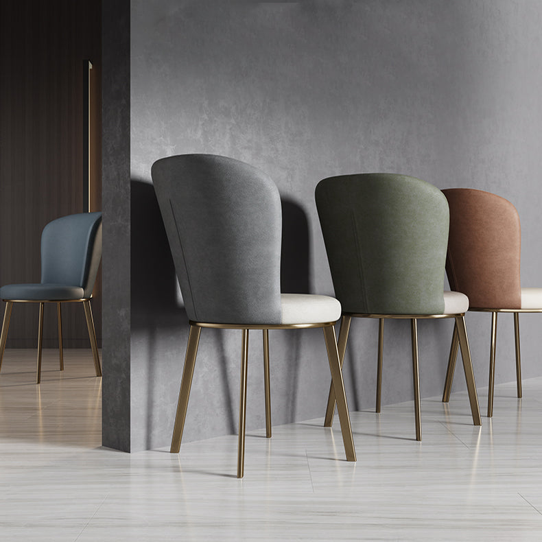 Silla de comedor de cuero Glam, sillas de comedor de metal sin brazos para uso doméstico