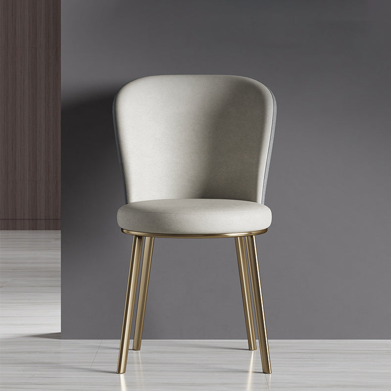 Silla de comedor de cuero Glam, sillas de comedor de metal sin brazos para uso doméstico
