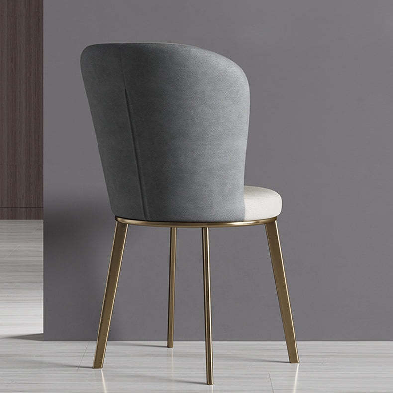 Silla de comedor de cuero Glam, sillas de comedor de metal sin brazos para uso doméstico