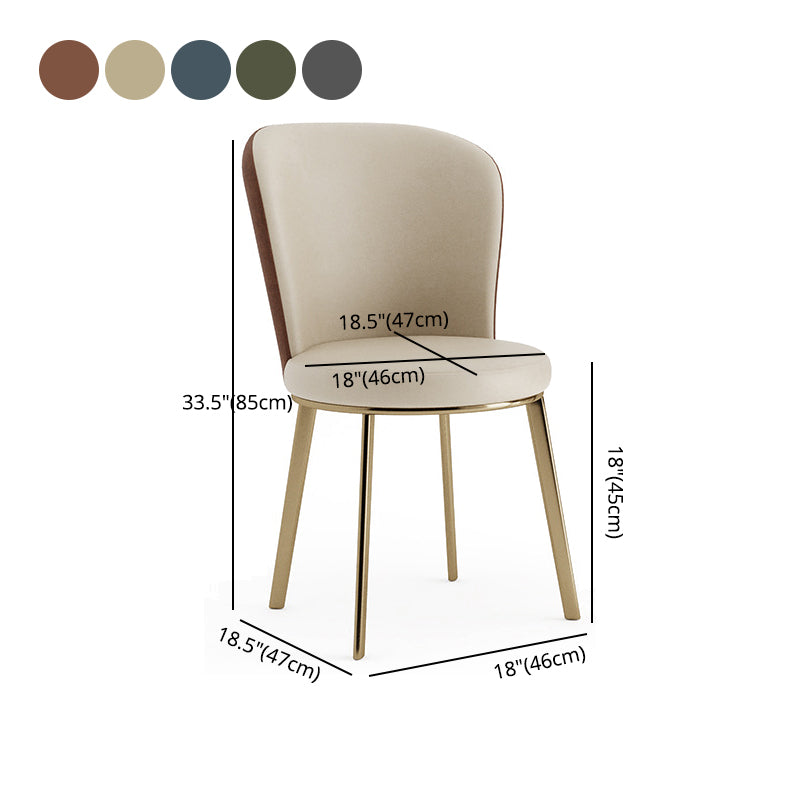 Silla de comedor de cuero Glam, sillas de comedor de metal sin brazos para uso doméstico