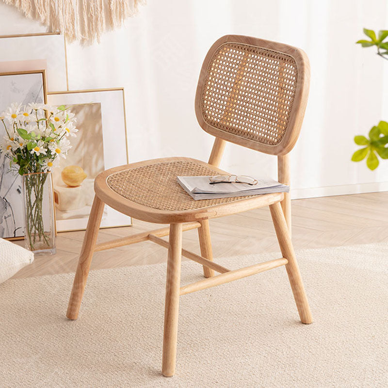 Silla de comedor de madera tradicional, silla lateral de comedor sin brazos con respaldo abierto para cocina