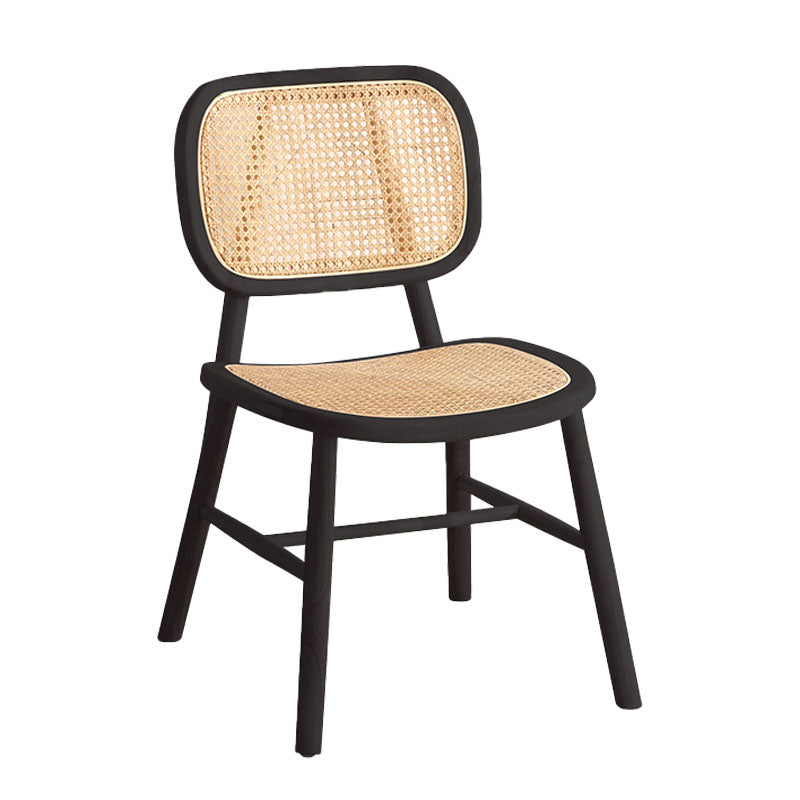 Silla de comedor de madera tradicional, silla lateral de comedor sin brazos con respaldo abierto para cocina