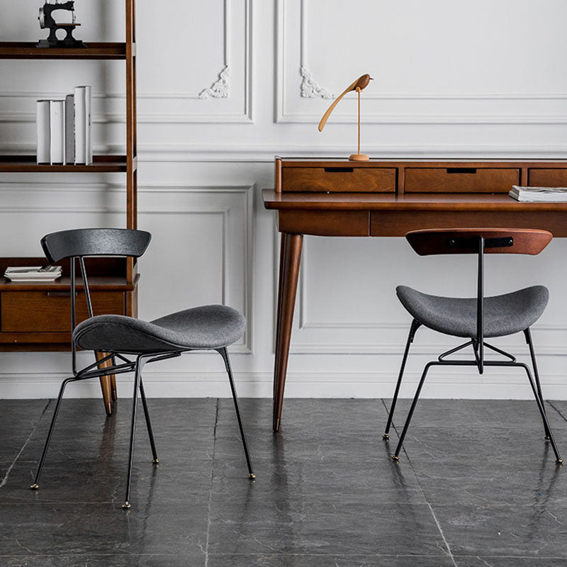 Silla lateral de comedor de metal industrial con respaldo abierto, silla sin brazos para restaurante