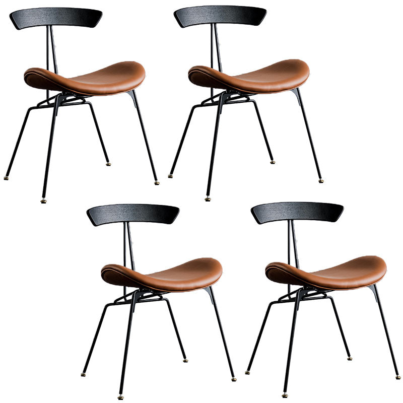 Silla lateral de comedor de metal industrial con respaldo abierto, silla sin brazos para restaurante