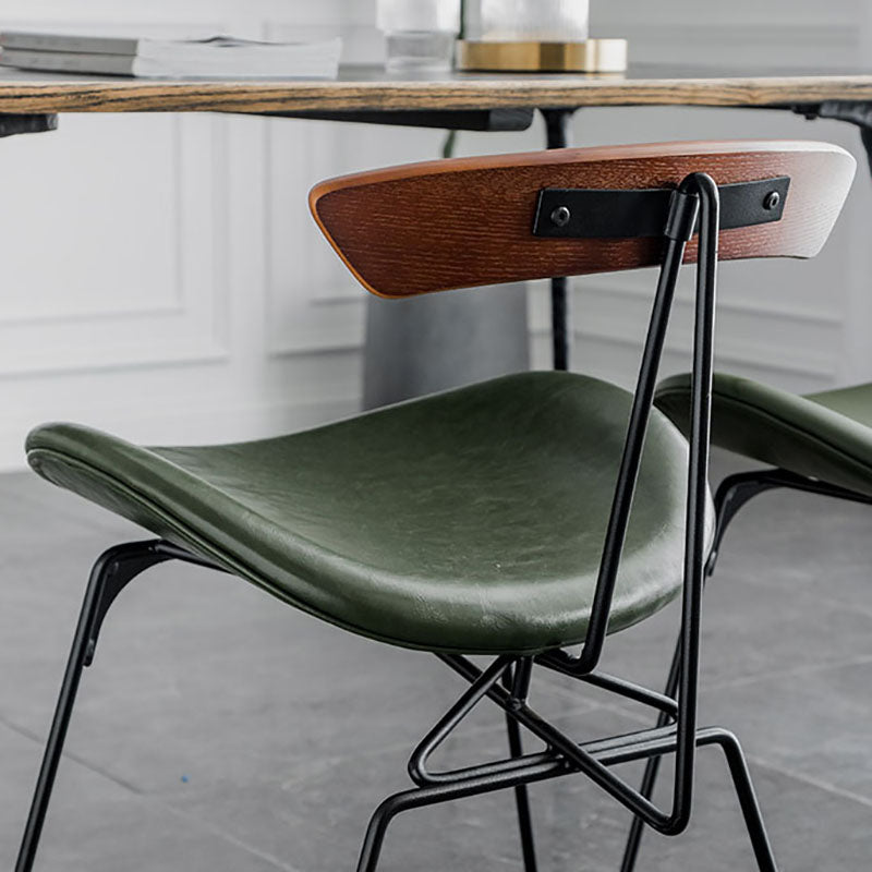 Silla lateral de comedor de metal industrial con respaldo abierto, silla sin brazos para restaurante
