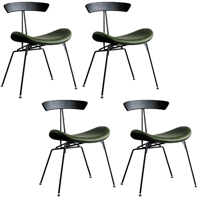 Silla lateral de comedor de metal industrial con respaldo abierto, silla sin brazos para restaurante