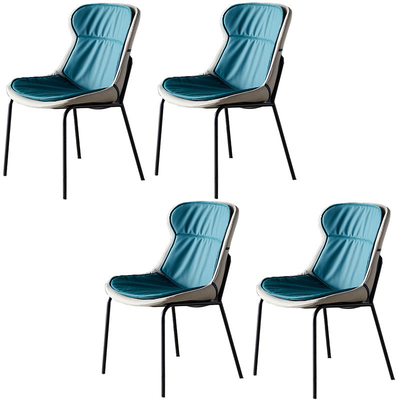 Sillas de comedor de cuero de estilo moderno, respaldo sólido sin brazos, silla lateral de comedor