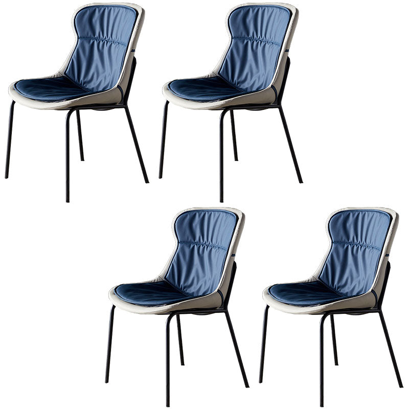 Sillas de comedor de cuero de estilo moderno, respaldo sólido sin brazos, silla lateral de comedor