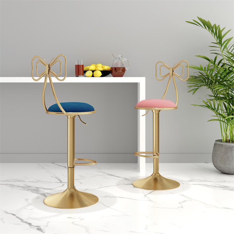 Glam Style Bar-stool with Adjustable Height Swivel Footrest Barstools for Counter Bar