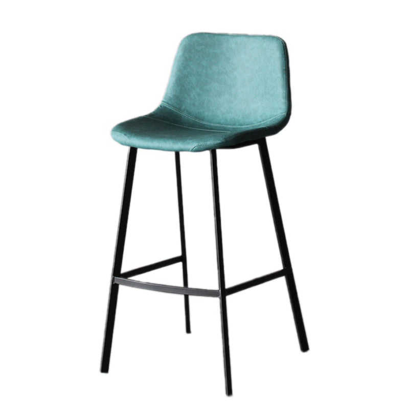 Modern Style Bar-stool Bucket Leather Seat Barstool with Footrest and Iron Legs