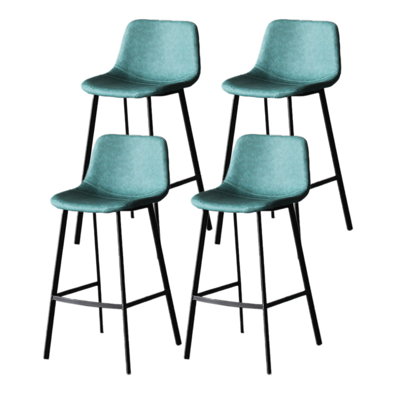 Modern Style Bar-stool Bucket Leather Seat Barstool with Footrest and Iron Legs