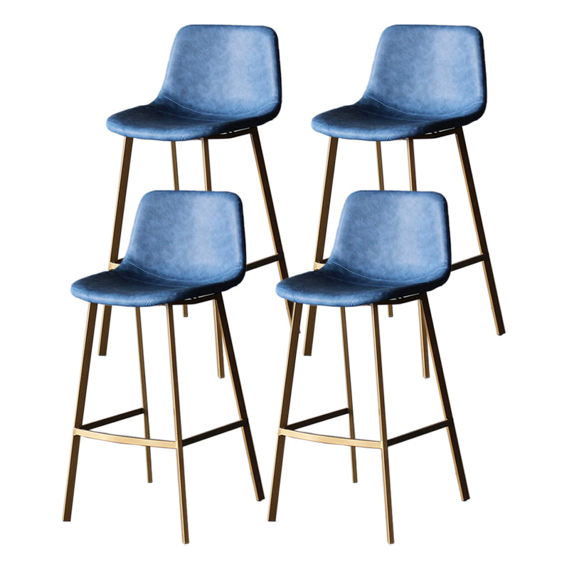 Modern Style Bar-stool Bucket Leather Seat Barstool with Footrest and Iron Legs