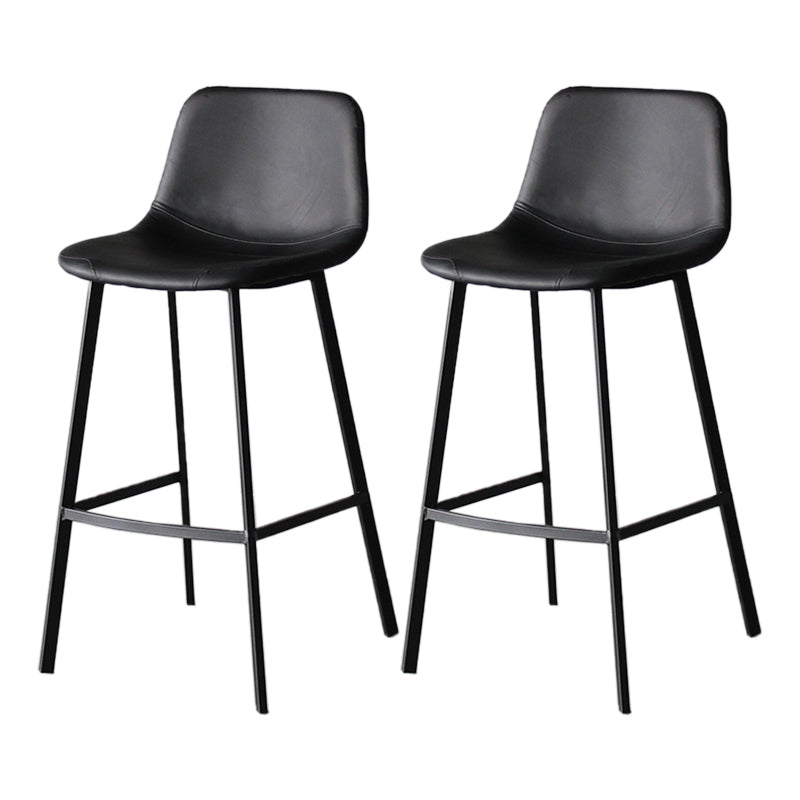 Modern Style Bar-stool Bucket Leather Seat Barstool with Footrest and Iron Legs