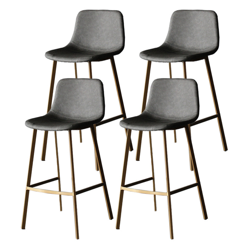 Modern Style Bar-stool Bucket Leather Seat Barstool with Footrest and Iron Legs