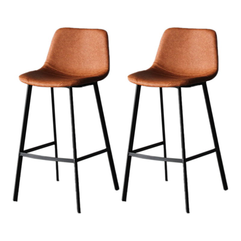 Modern Style Bar-stool Bucket Leather Seat Barstool with Footrest and Iron Legs