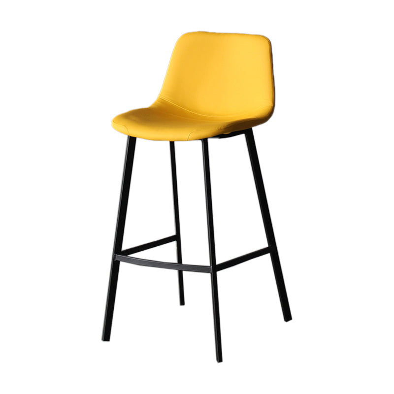 Modern Style Bar-stool Bucket Leather Seat Barstool with Footrest and Iron Legs