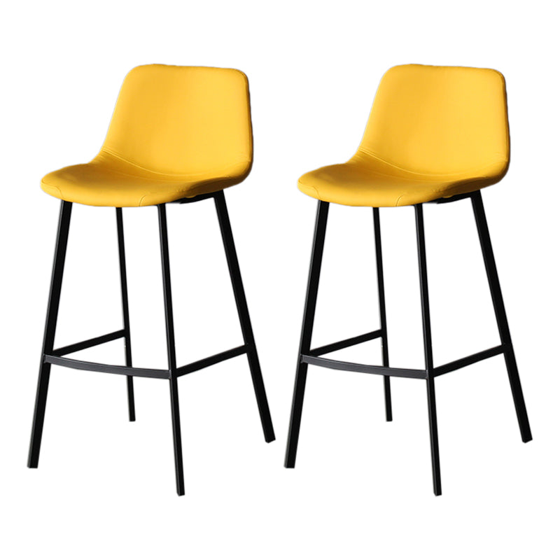 Modern Style Bar-stool Bucket Leather Seat Barstool with Footrest and Iron Legs