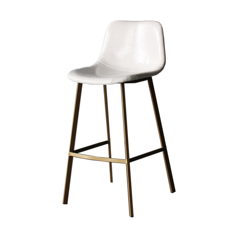 Modern Style Bar-stool Bucket Leather Seat Barstool with Footrest and Iron Legs