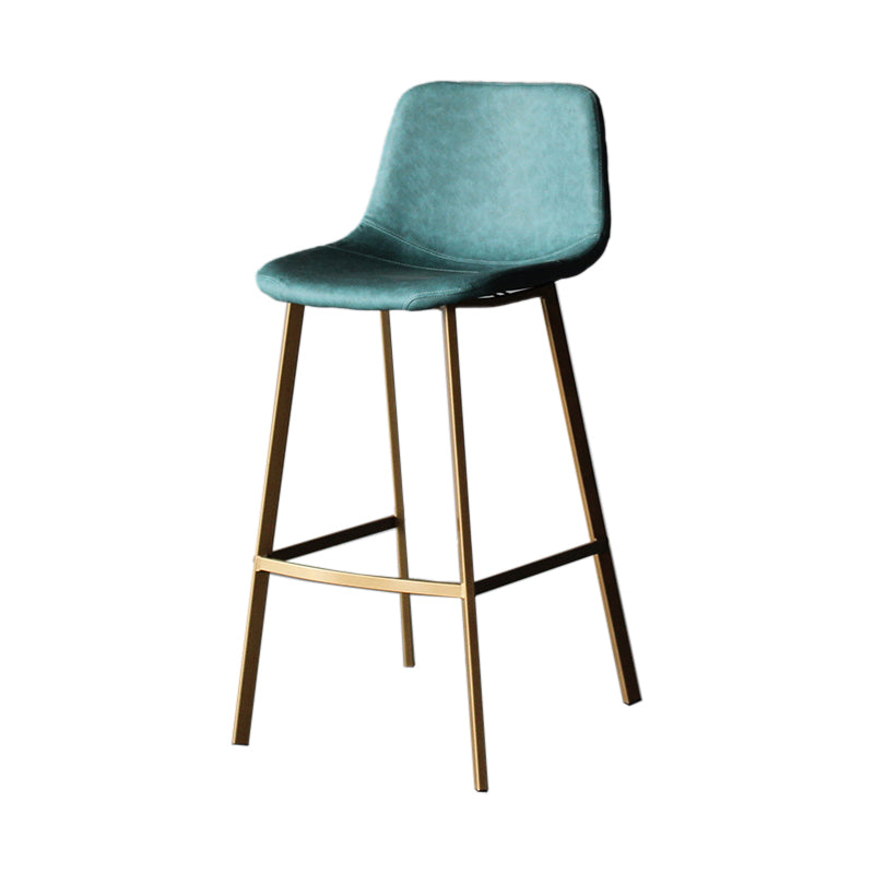 Modern Style Bar-stool Bucket Leather Seat Barstool with Footrest and Iron Legs