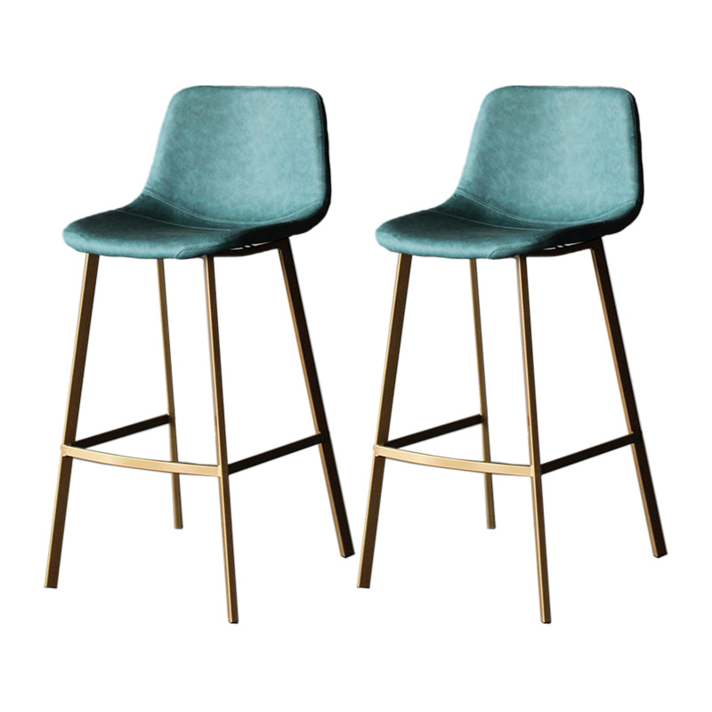 Modern Style Bar-stool Bucket Leather Seat Barstool with Footrest and Iron Legs