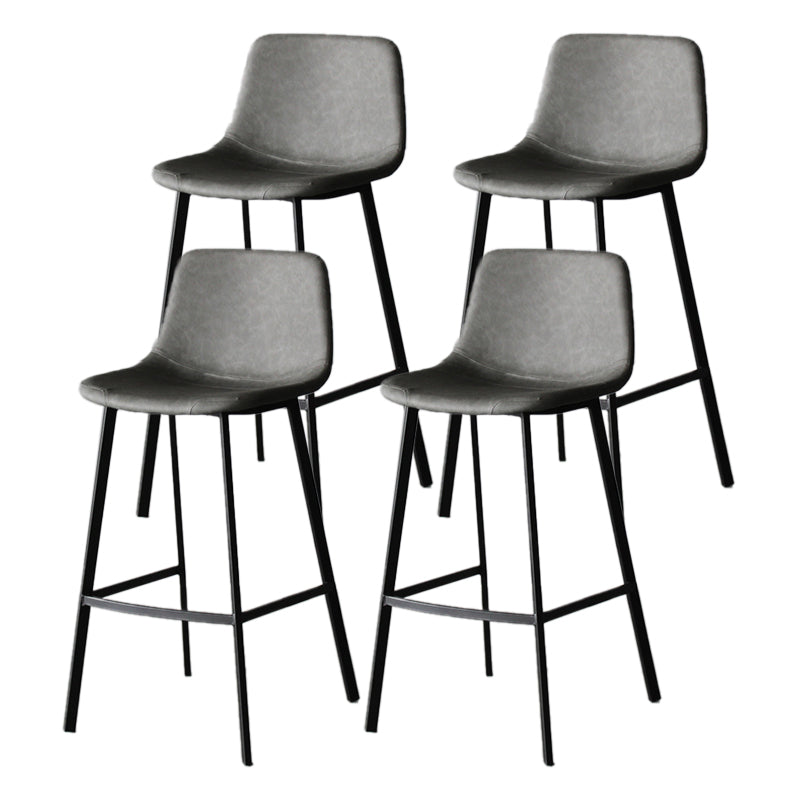 Modern Style Bar-stool Bucket Leather Seat Barstool with Footrest and Iron Legs