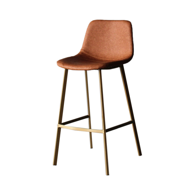 Modern Style Bar-stool Bucket Leather Seat Barstool with Footrest and Iron Legs