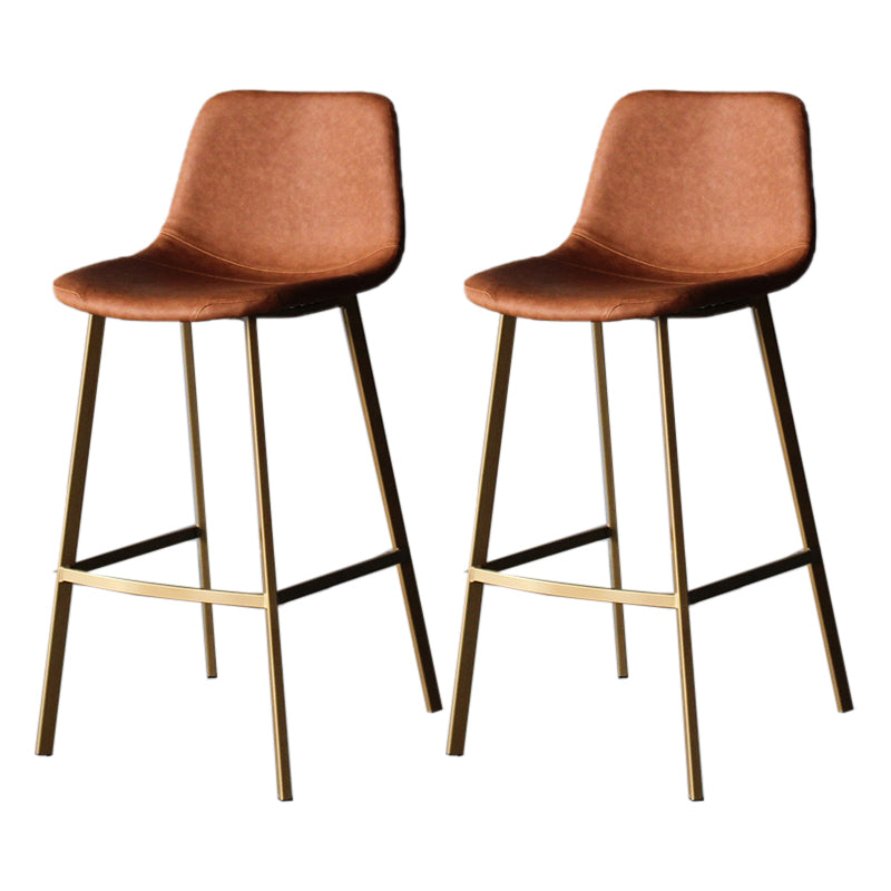 Modern Style Bar-stool Bucket Leather Seat Barstool with Footrest and Iron Legs