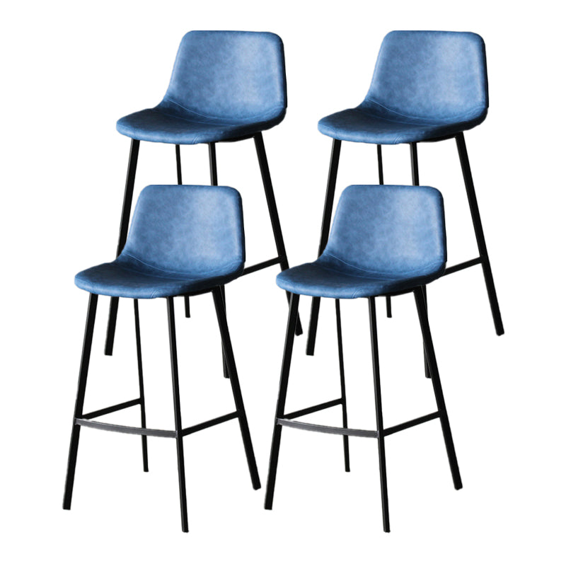 Modern Style Bar-stool Bucket Leather Seat Barstool with Footrest and Iron Legs