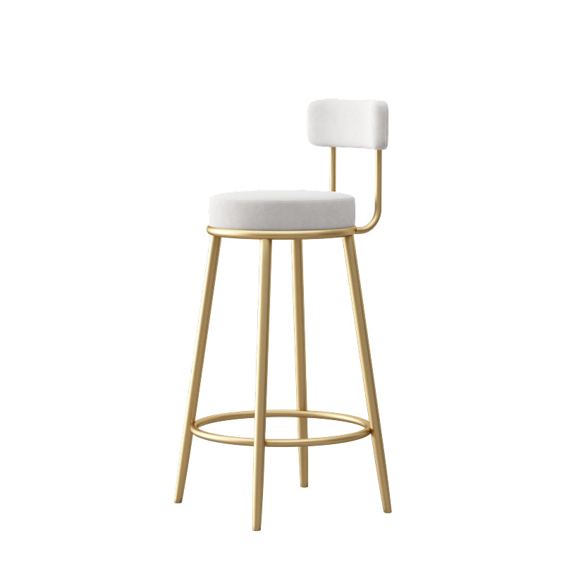 Glam Style Bar-stool Round Seat with Low Back Iron Legs for Kitchen Bar