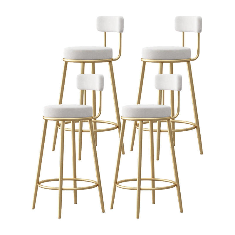 Glam Style Bar-stool Round Seat with Low Back Iron Legs for Kitchen Bar