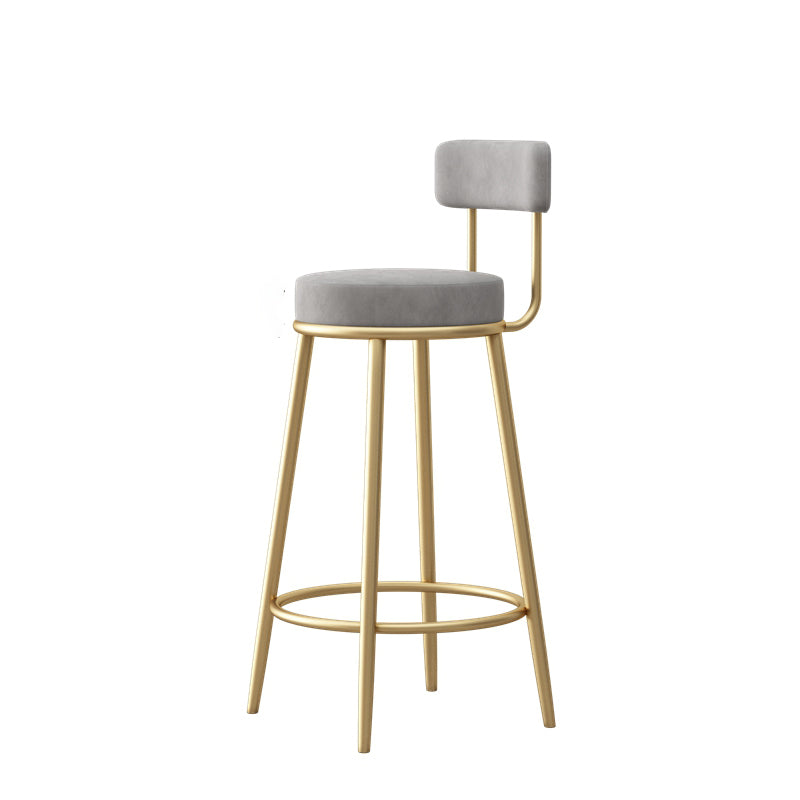 Glam Style Bar-stool Round Seat with Low Back Iron Legs for Kitchen Bar