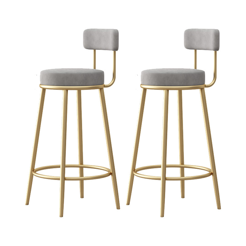 Glam Style Bar-stool Round Seat with Low Back Iron Legs for Kitchen Bar