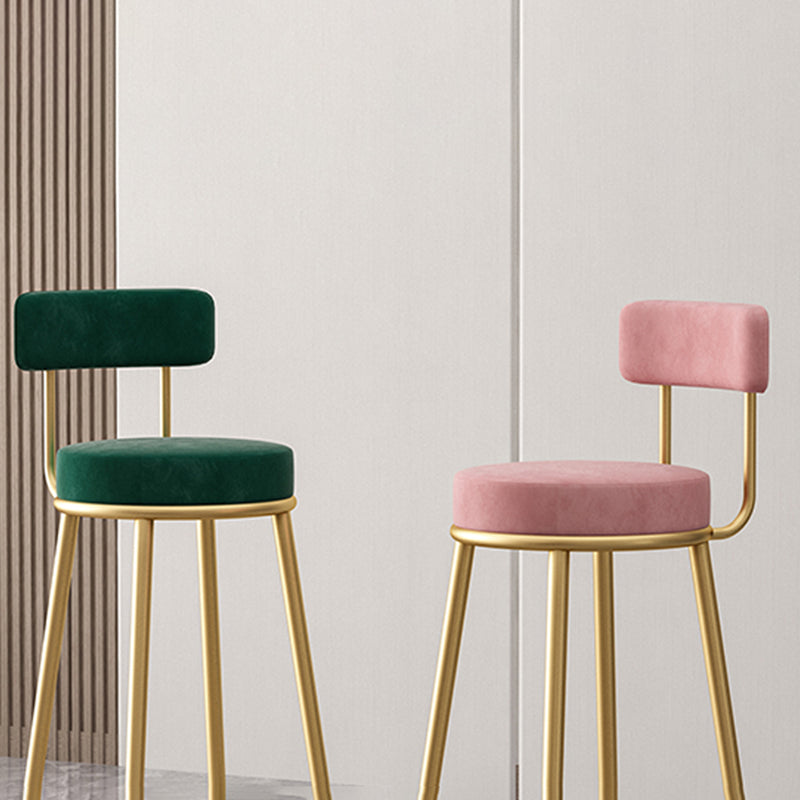 Glam Style Bar-stool Round Seat with Low Back Iron Legs for Kitchen Bar
