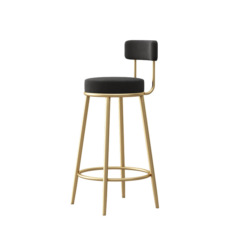 Glam Style Bar-stool Round Seat with Low Back Iron Legs for Kitchen Bar